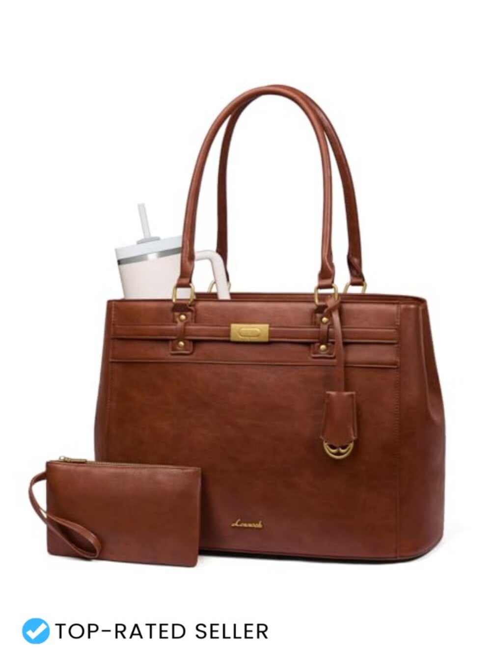 Laptop Tote Bag 15.6 Inch Waterproof Faux Leather Work Briefcase